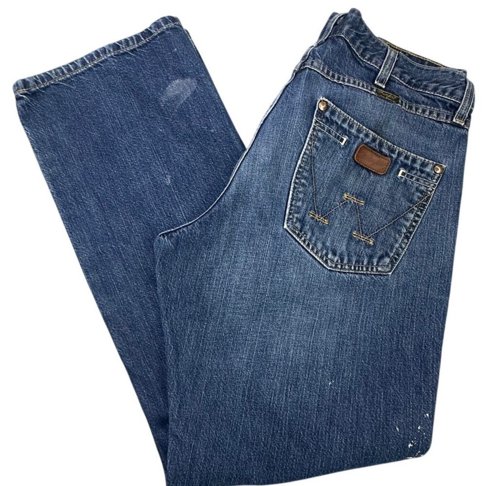 Wrangler Jeans Bootcut Denim Retro Relaxed Mid Rise Blue Western Cowboy Boho
